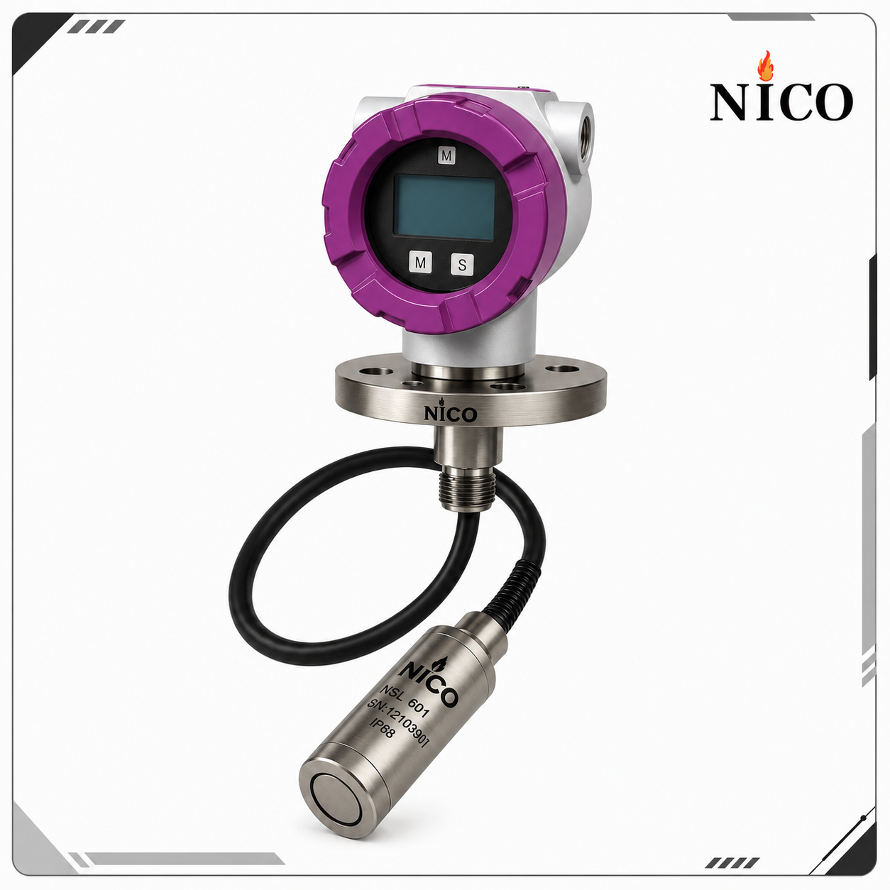 ترانسمیتر هیدرواستاتیک سطح HLT40 برند NICO برای اندازهگیری سطح مایعات