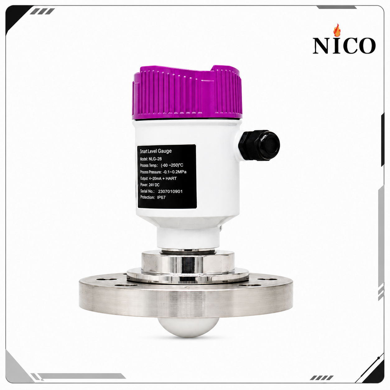 ترانسمیتر راداری سطح RLT40 برند NICO برای اندازهگیری سطح مخازن صنعتی به روش غیرتماسی