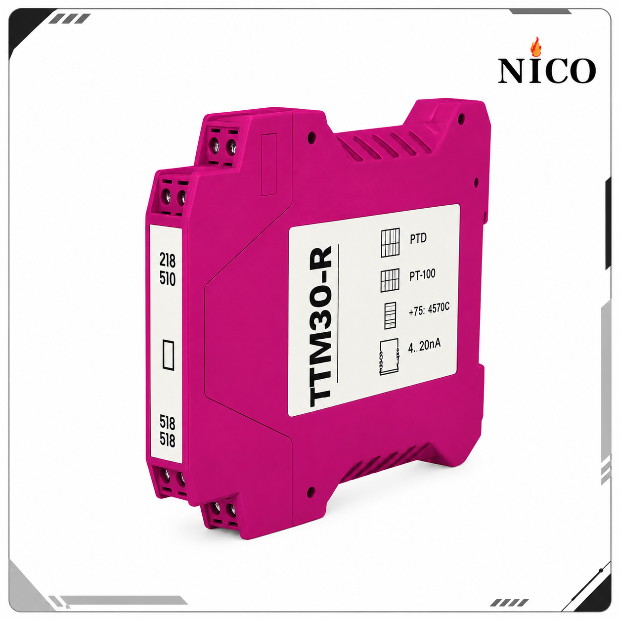 ترانسمیتر دمای ریل مونت TTM30-R نیکان صنعت برای نصب روی DIN Rail