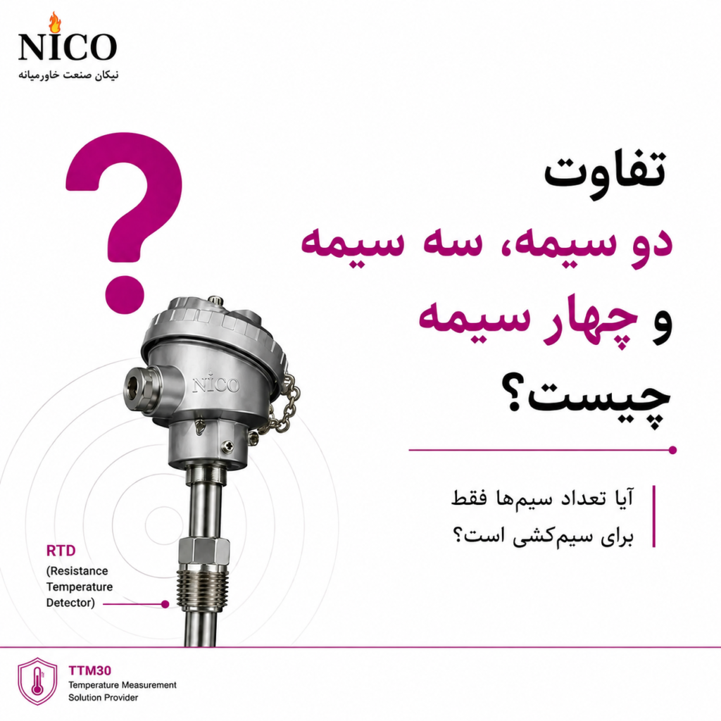تفاوت سنسورهای RTD دو سیمه، سه سیمه و چهار سیمه از نظر سیم‌بندی، دقت و جبران مقاومت کابل
